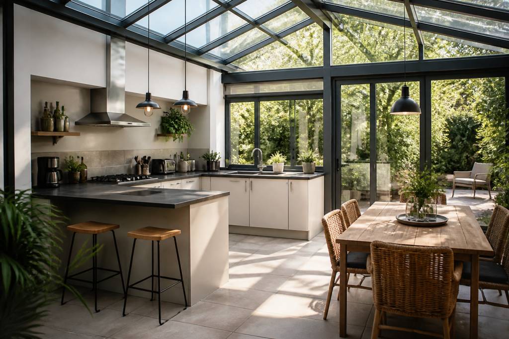 Cuisine dans veranda : comment aménager un espace pratique et lumineux